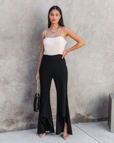 Cherie Colorblock Flare Jumpsuit - Beige/Black