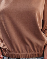 Chestnut Cotton Blend Cowl Neck Top