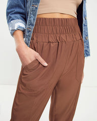 Chill Out Days Pocketed Jogger Pants - Chestnut