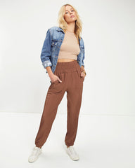 Chill Out Days Pocketed Jogger Pants - Chestnut