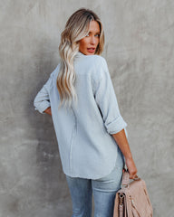 Cobie Cotton Frayed Button Down Top - Light Blue