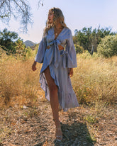 Cool Tones Cotton Pocketed Wrap Midi Skirt - Cool Grey