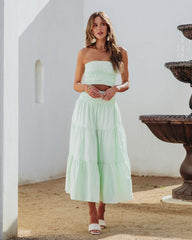 Cove Haven Smocked Tiered Midi Skirt - Mint