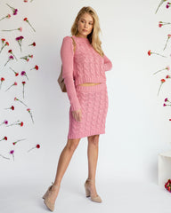 Cuddle With Me Cable Knit Mini Skirt - Pink