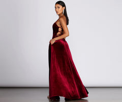 Dakota Velvet Lace Up Evening Gown