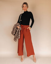 Danica Pocketed Wide Leg Pants - Camel