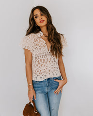Darla Cotton Crochet Button Down Top
