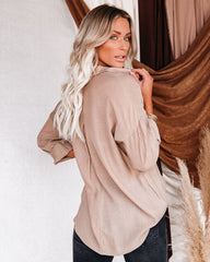 Dedicated Button Down Pocket Top - Taupe