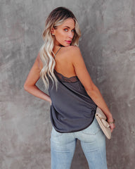Delicate Balance Lace Cami Tank - Pewter