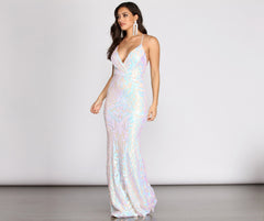 Deonne Iridescent Sequin Cross Back Dress