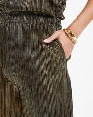 Disco Living Plisse Metallic Pocketed Pants