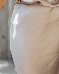 Dreamland Satin Midi Skirt - Taupe