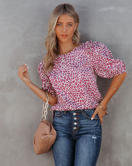 Dune Cotton Leopard Puff Sleeve Top