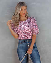 Dune Cotton Leopard Puff Sleeve Top