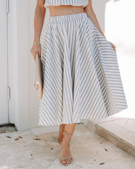 Coast To Coast Striped Pocketed Midi Skirt