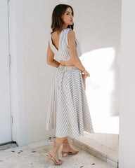 Coast To Coast Striped Pocketed Midi Skirt
