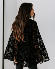 Divine Dreams Burnout Velvet Kimono Robe - Black - SALE