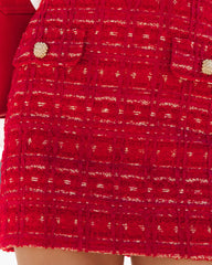 Elegantly A Winner Tweed Mini Skirt - Red