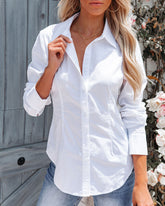 Elina Cotton Open Back Button Down Top