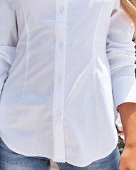 Elina Cotton Open Back Button Down Top