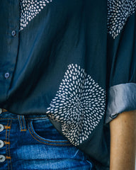 Ellowyn Printed Satin Button Down Blouse - Shadow