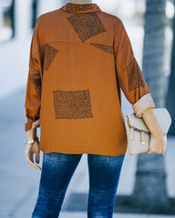 Ellowyn Printed Satin Button Down Blouse - Spice