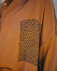 Ellowyn Printed Satin Button Down Blouse - Spice