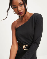 Elodie One Shoulder Drape Jumpsuit - Black