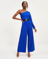 Elodie One Shoulder Drape Jumpsuit - Cobalt