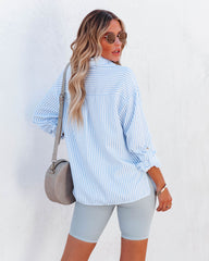 Embrace The Sun Striped Button Down Top - Blue