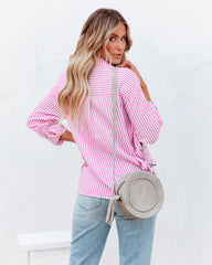 Embrace The Sun Striped Button Down Top - Pink