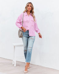 Embrace The Sun Striped Button Down Top - Pink