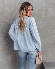Embree Shimmer Babydoll Blouse - Powder Blue