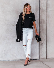 Embroidered Mama Cotton Blend Tee