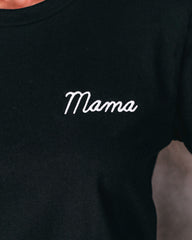 Embroidered Mama Cotton Blend Tee