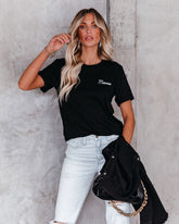 Embroidered Mama Cotton Blend Tee