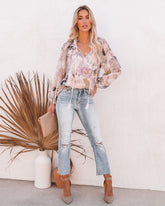 English Garden Embroidered Metallic Blouse