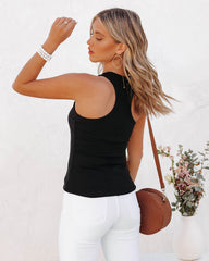 Erin Knit Racerback Tank - Black