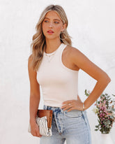 Erin Knit Racerback Tank - Oatmeal