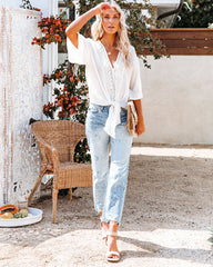 Euphoria Cotton Eyelet Tie Top - Off White