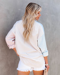 Eureka Cotton Blend Colorblock Button Down Shirt