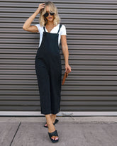 Everything Nice Cotton Pocketed Jumpsuit - Black