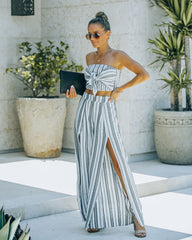 Hilo Cotton Blend Woven Slit Leg Pants