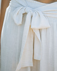Chantay Linen Blend Tie Palazzo Pants - Oatmeal