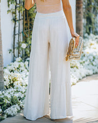 Chantay Linen Blend Tie Palazzo Pants - Oatmeal