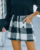 Flavia High Rise Pocketed Plaid Shorts - Black