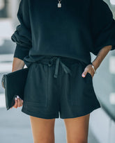 Naomi Cotton Blend Pocketed Shorts - Black
