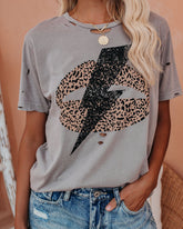 Face Like Thunder Distressed Cotton Leopard Tee