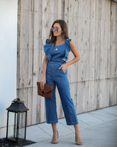 Farrah Pocketed Denim Jumpsuit