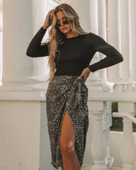 Faye Cropped Ribbed Knit Top - Black